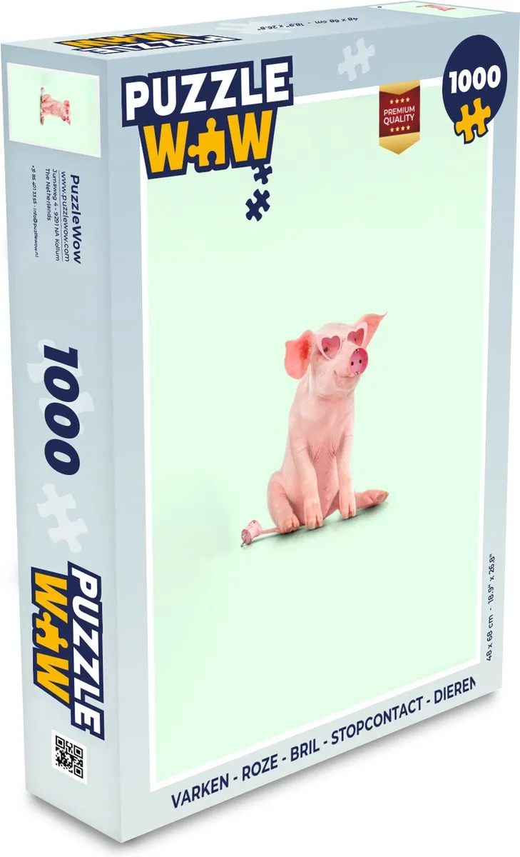 PuzzleWow Varken Bril Stopcontact Legpuzzel 1000 Stuks - Multicolor