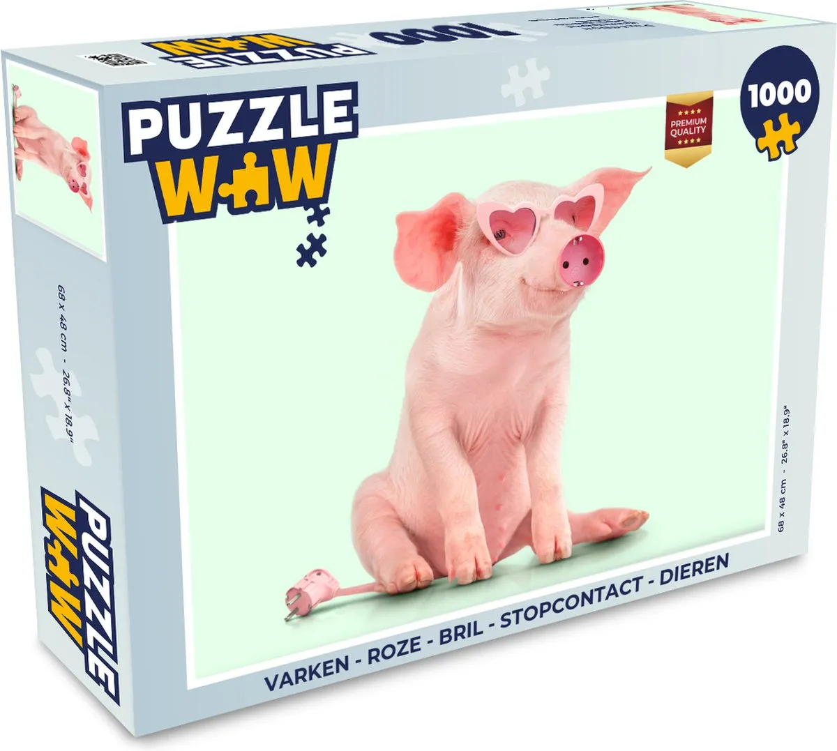 PuzzleWow Varken Bril Stopcontact Legpuzzel 1000 Stuks - Multicolor