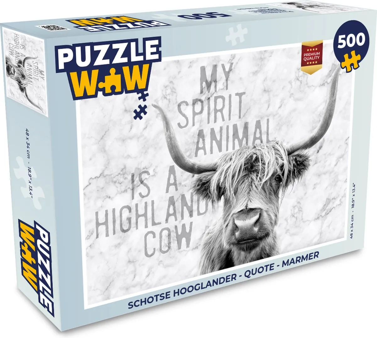 PuzzleWow Schotse Hooglander Quote Legpuzzel 500 Stuks