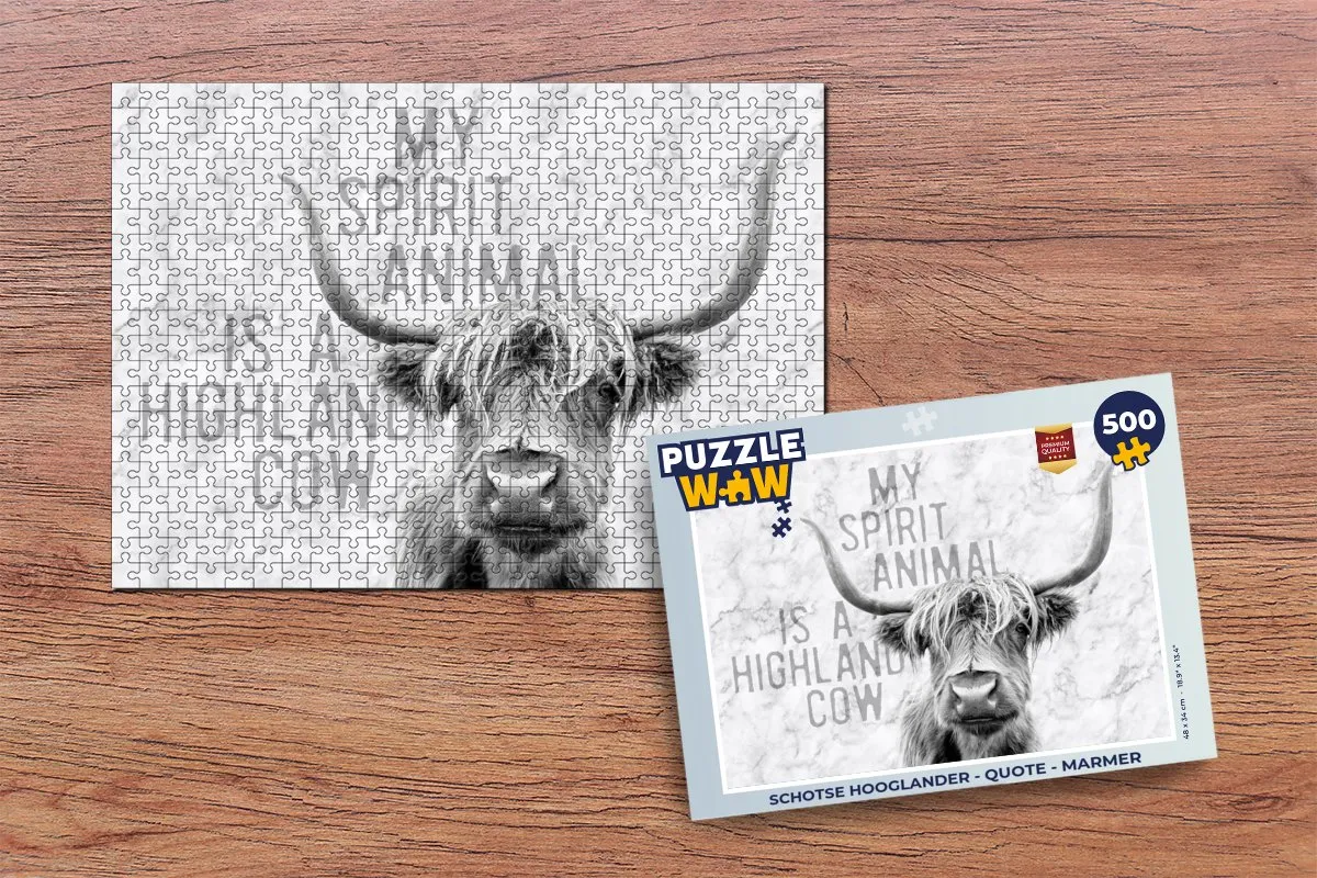 PuzzleWow Schotse Hooglander Quote Legpuzzel 500 Stuks - Multicolor