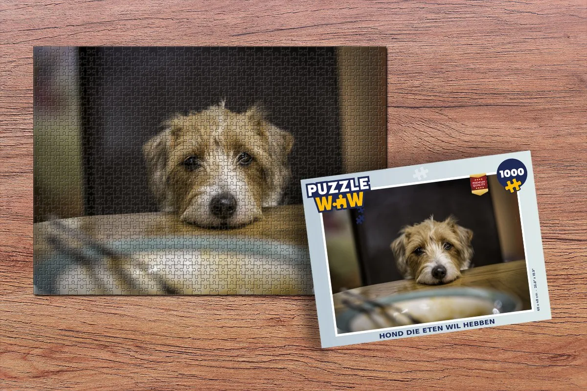 PuzzleWow Legpuzzel 1000 Stuks - Hond die eten wil hebben Multicolor