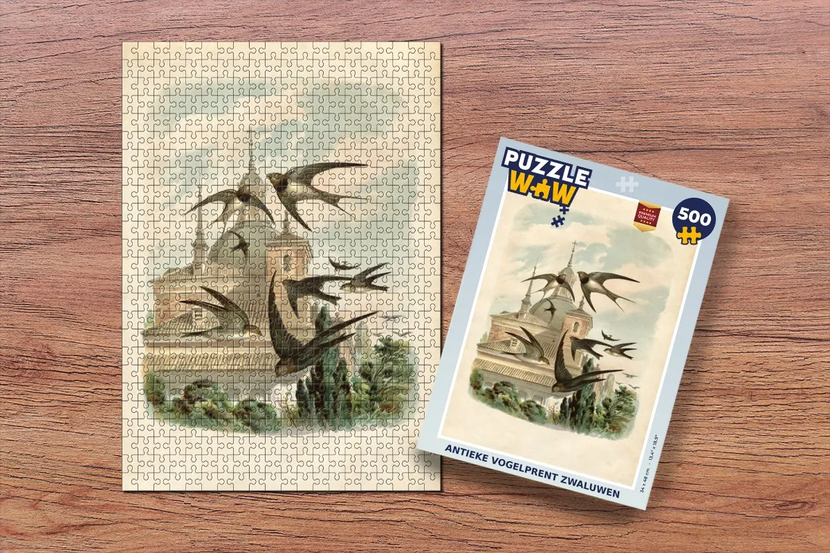 PuzzleWow Antieke Vogelprent Zwaluwen Legpuzzel 500 Stuks - Multicolor