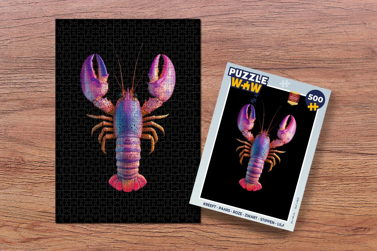 PuzzleWow Kreeft Legpuzzel 500 Stuks - Paars/Roz/Zwart/Lila