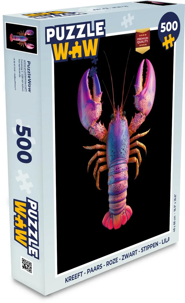 PuzzleWow Kreeft Legpuzzel 500 Stuks - Paars/Roz/Zwart/Lila