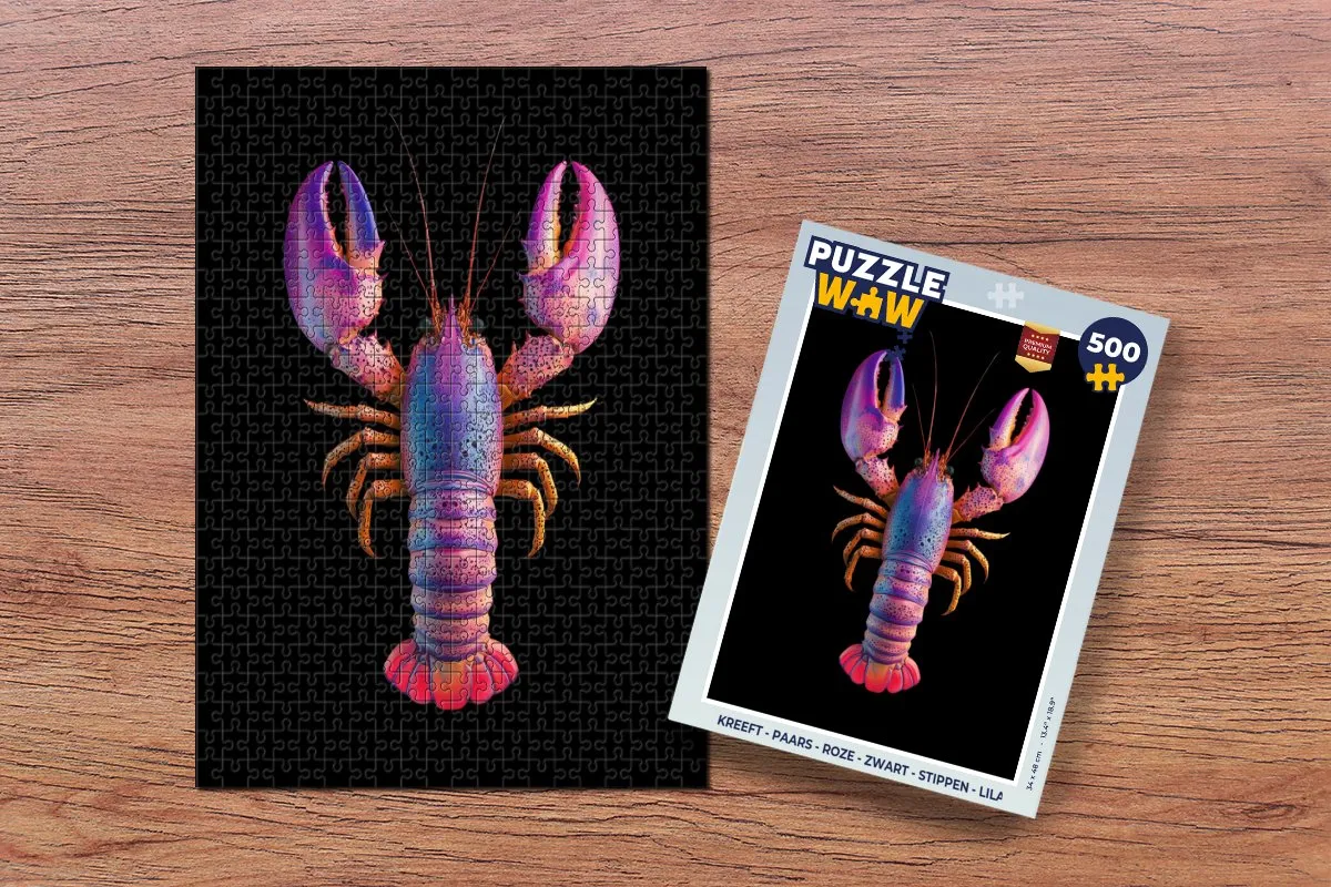 PuzzleWow Kreeft Legpuzzel 500 Stuks - Paars/Roz/Zwart/Lila