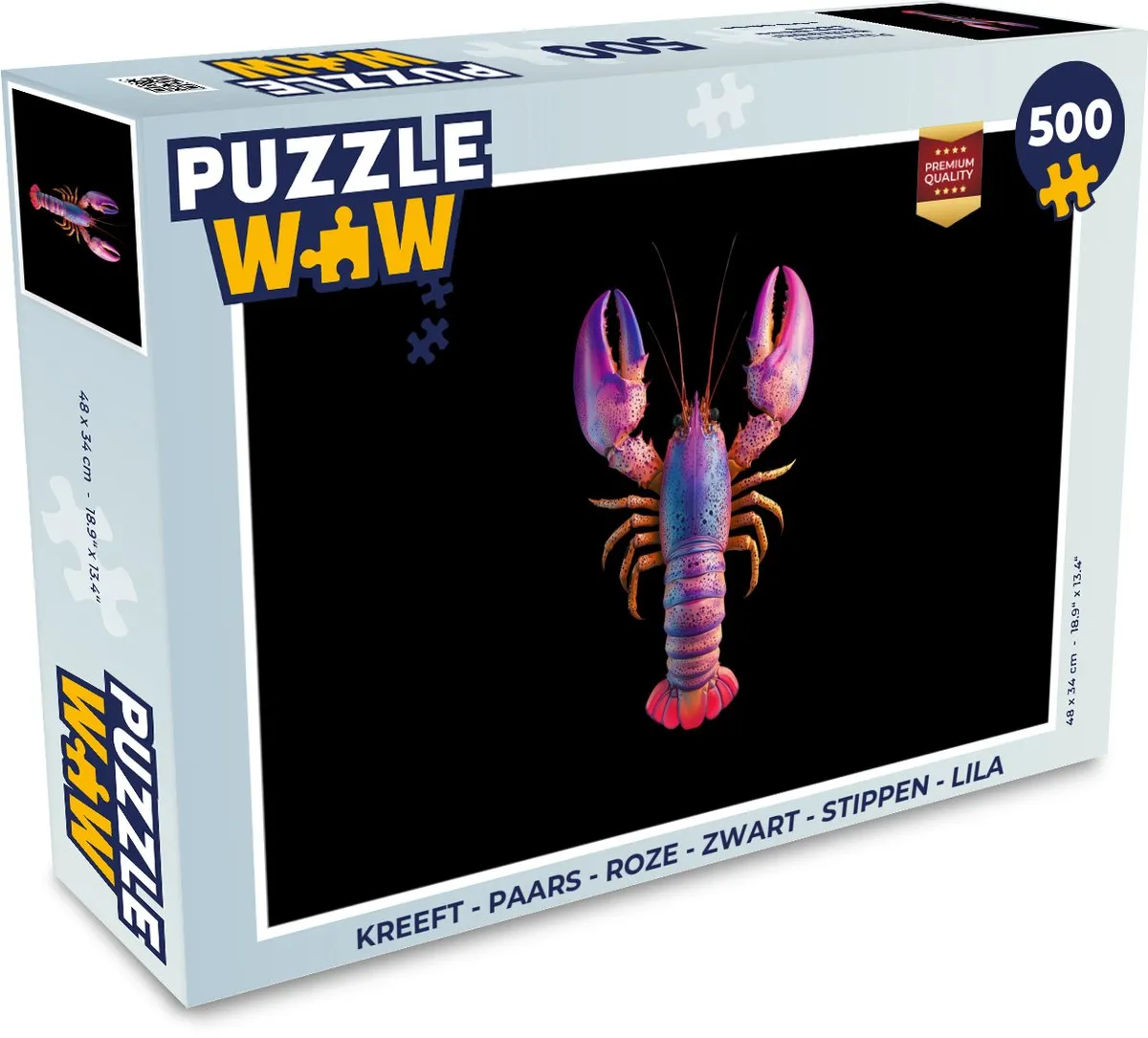 PuzzleWow Kreeft Legpuzzel 500 Stuks - Paars/Roz/Zwart/Lila
