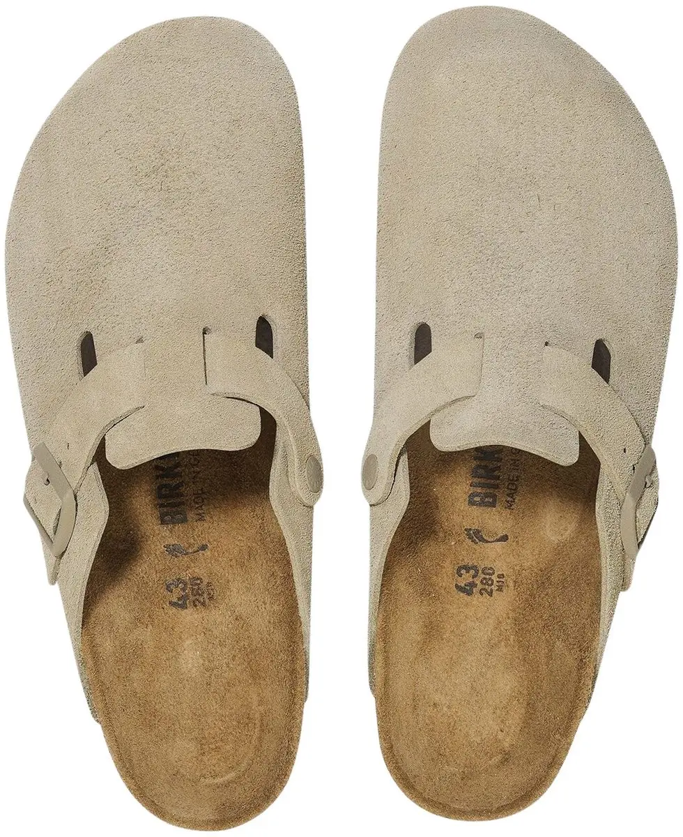Birkenstock Boston Slides Suede - Maat 45 - Beige