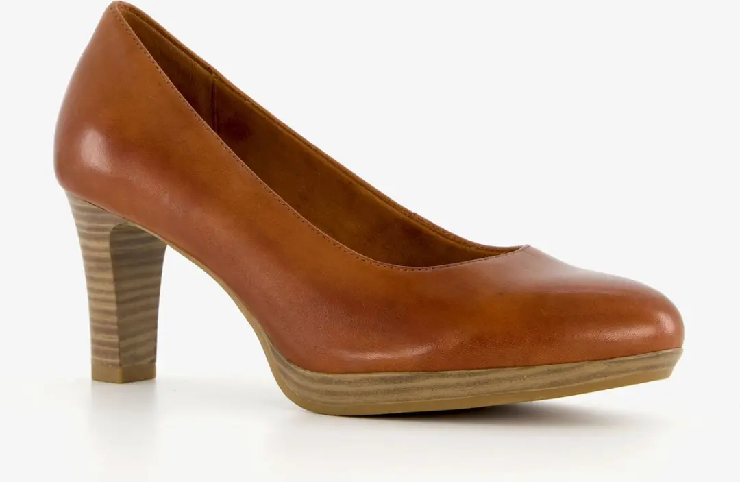 Tamaris leren dames pumps cognac