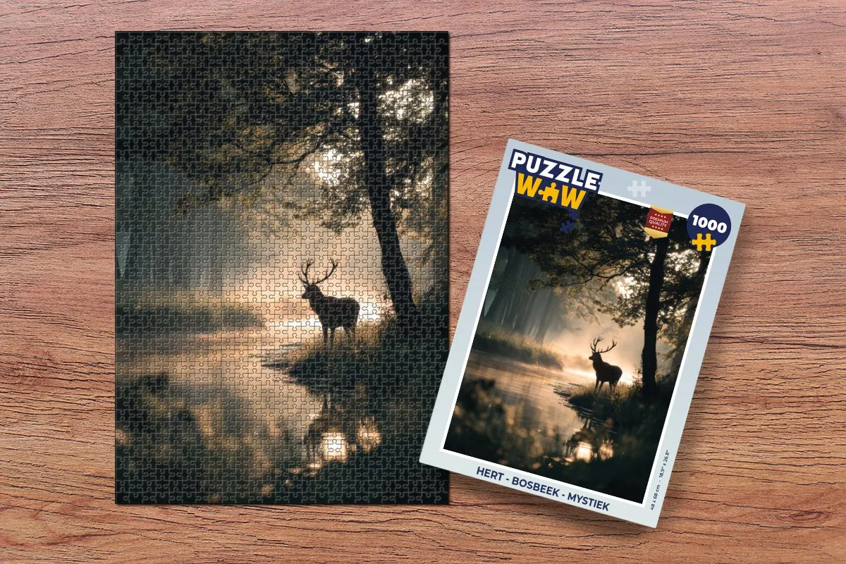 PuzzleWow Hert - Bosbeek - Mystiek Puzzel 1000 Stuks