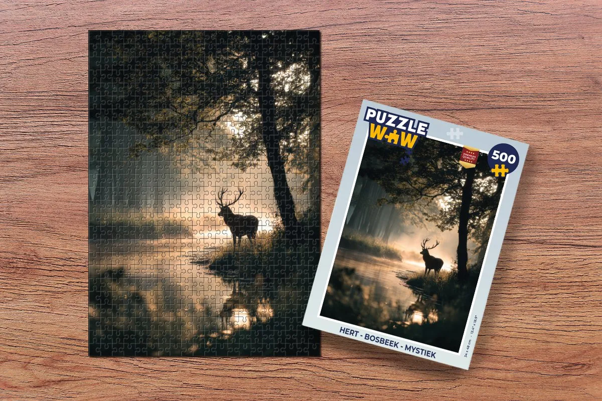PuzzleWow Hert - Bosbeek - Mystiek Puzzel 1000 Stuks
