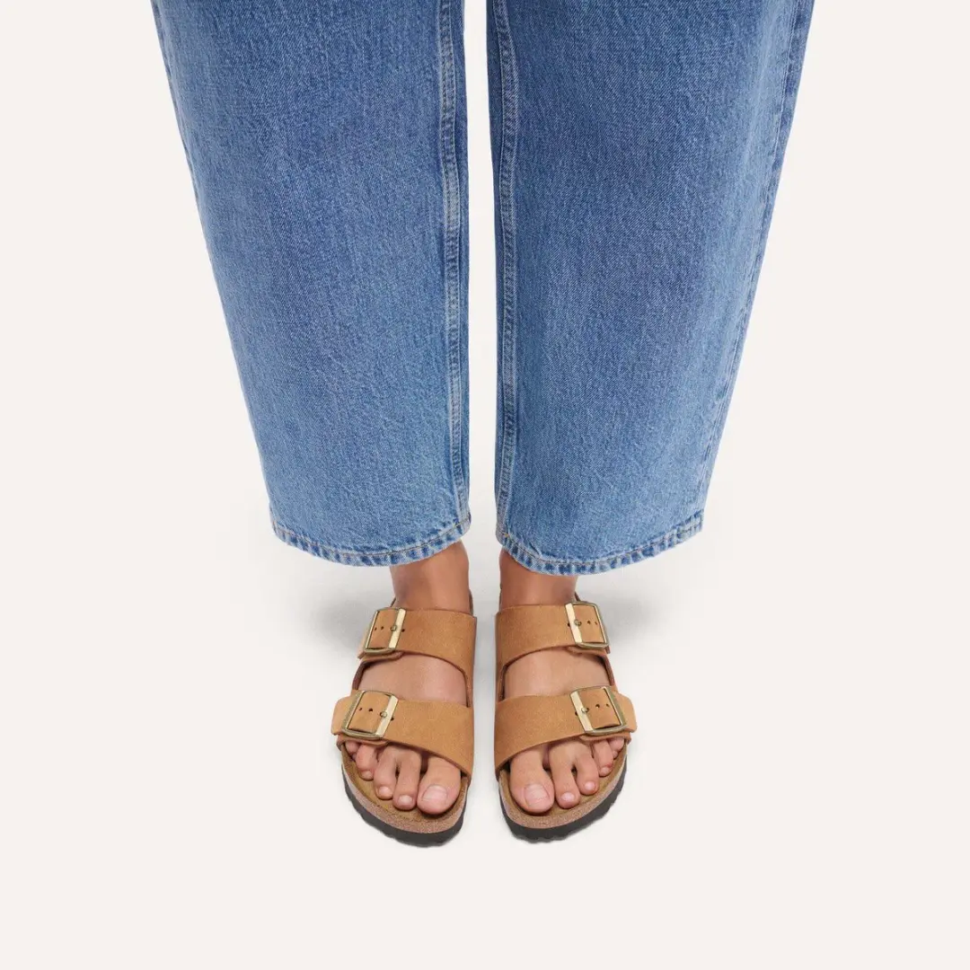 Birkenstock Arizona Sfb Nubuck Pantoffels 38 - Beige