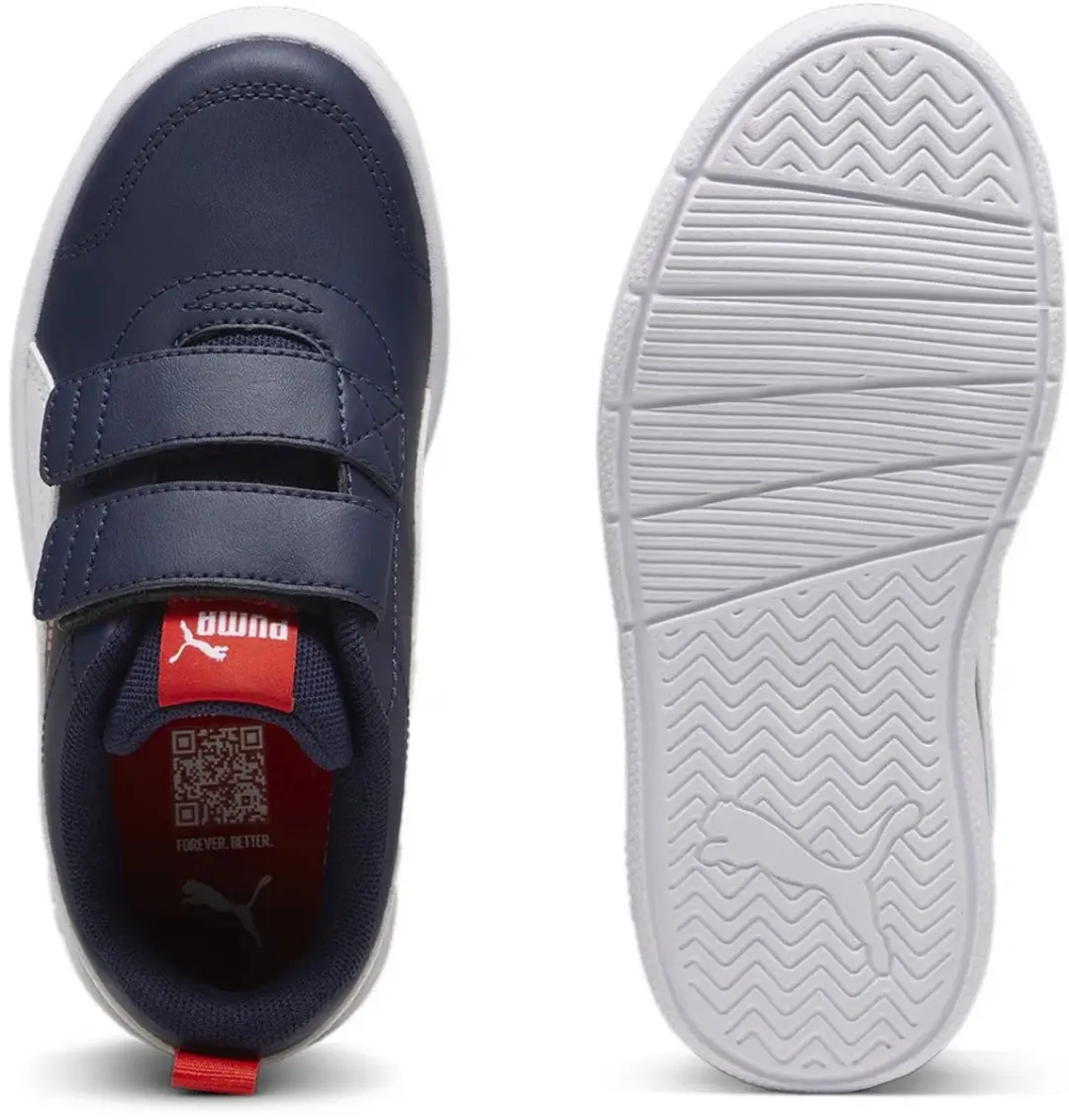 PUMA Courtflex V3 V Sneakers Junior 28 - Donkerblauw/Wit/Rood - afbeelding 3 van 6