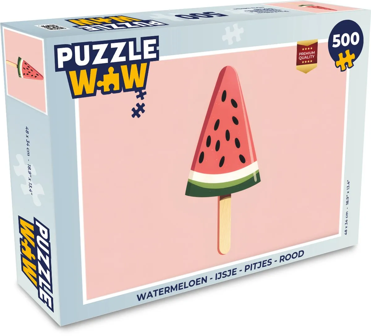 PuzzleWow Watermeloen Legpuzzel 500 Stuks - Rood Stokje