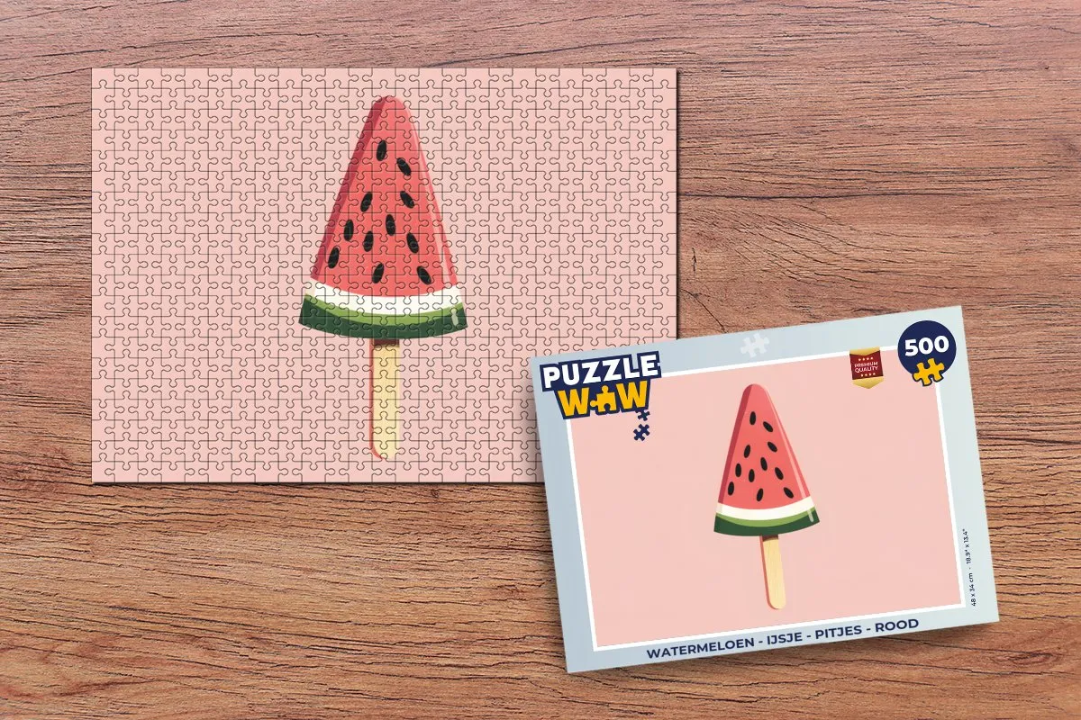 PuzzleWow Watermeloen Legpuzzel 500 Stuks - Rood Stokje