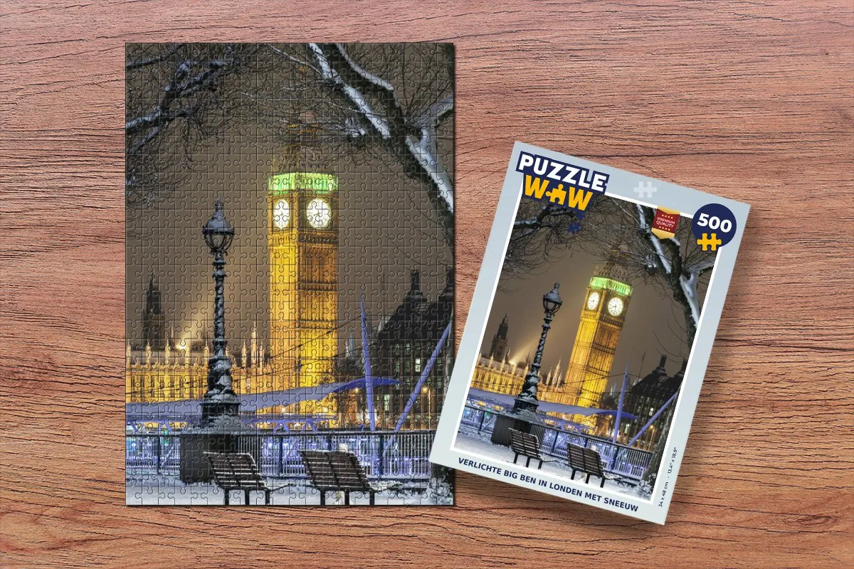 PuzzleWow Verlichte Big Ben Londen Puzzel 500 Stuks - Multicolor
