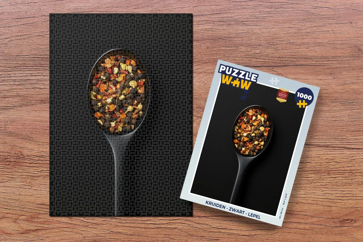 PuzzleWow Kruiden Lepel Legpuzzel 1000 Stuks - Zwart