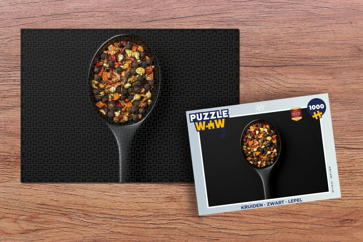 PuzzleWow Kruiden Lepel Legpuzzel 1000 Stuks - Zwart