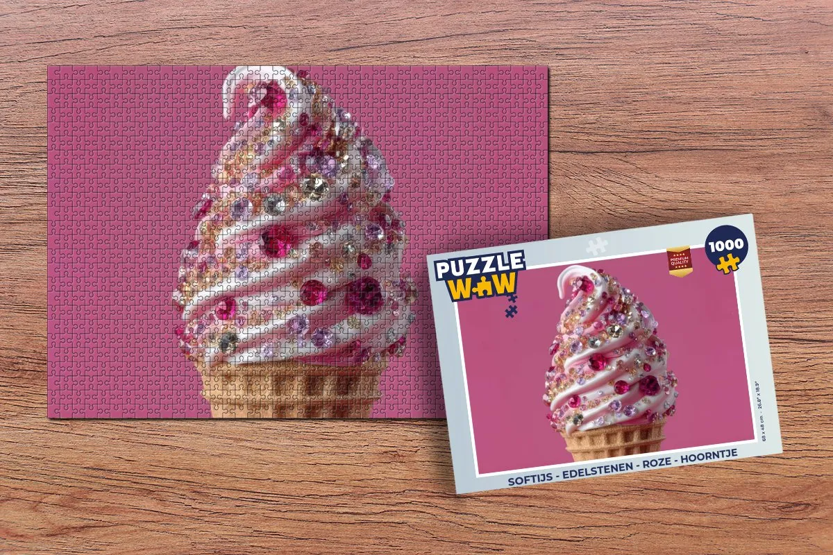 PuzzleWow Softijs Edelstenen Legpuzzel 1000 Stuks - Roze