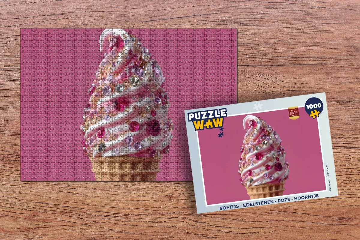 PuzzleWow Softijs Edelstenen Legpuzzel 1000 Stuks - Roze