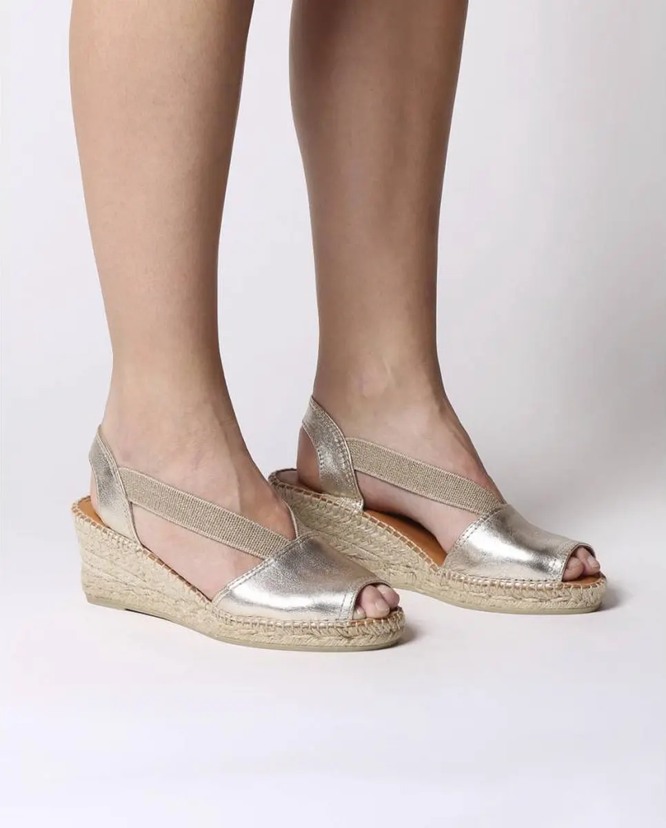 Leren espadrille met middelhoge sleehak en open achterkant