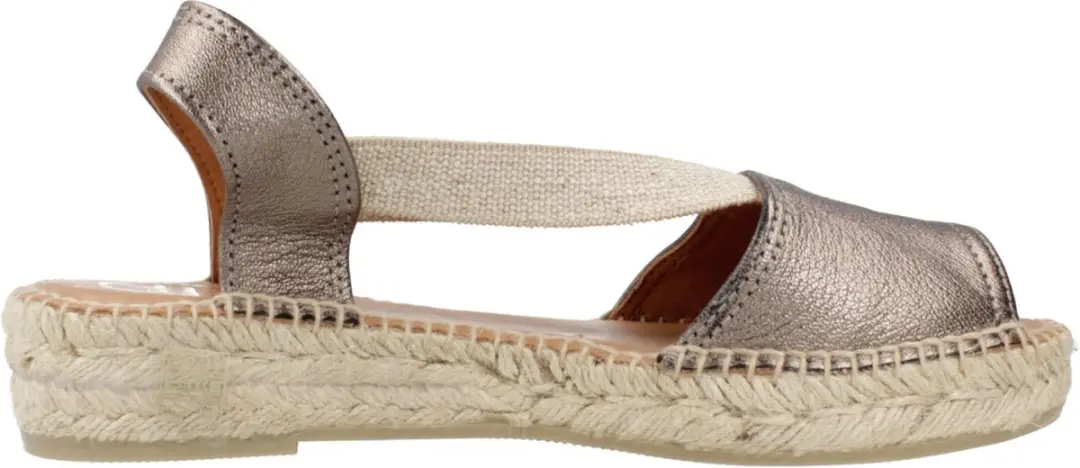 Platte leren sandaal met elastische bandjes
