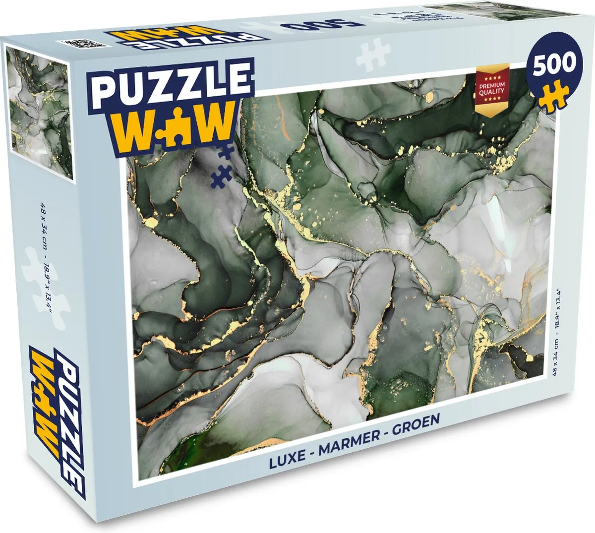 PuzzleWow Luxe Marmerprint Legpuzzel 500 Stuks - Multicolor