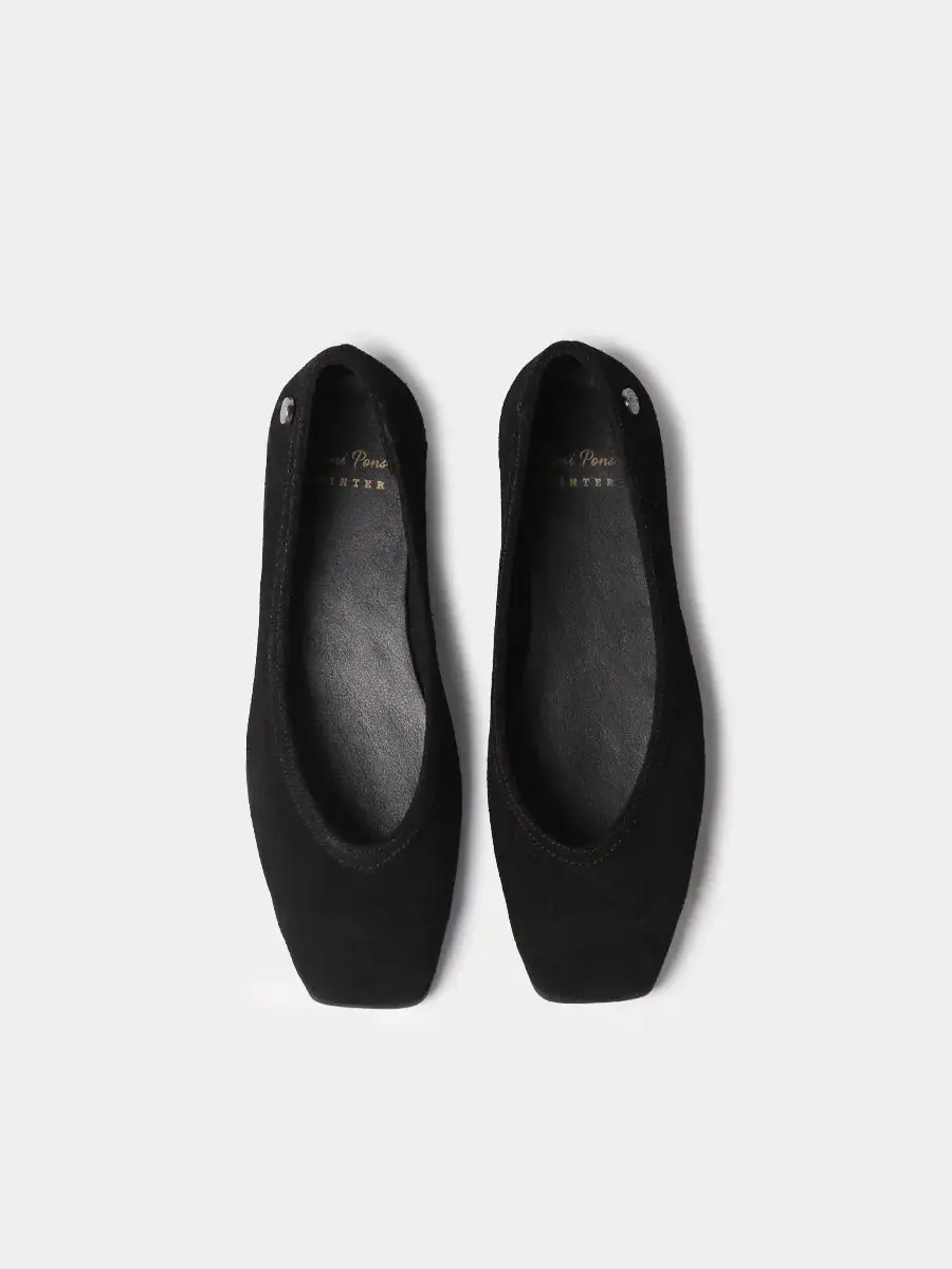 Damesballerina's in effen suède