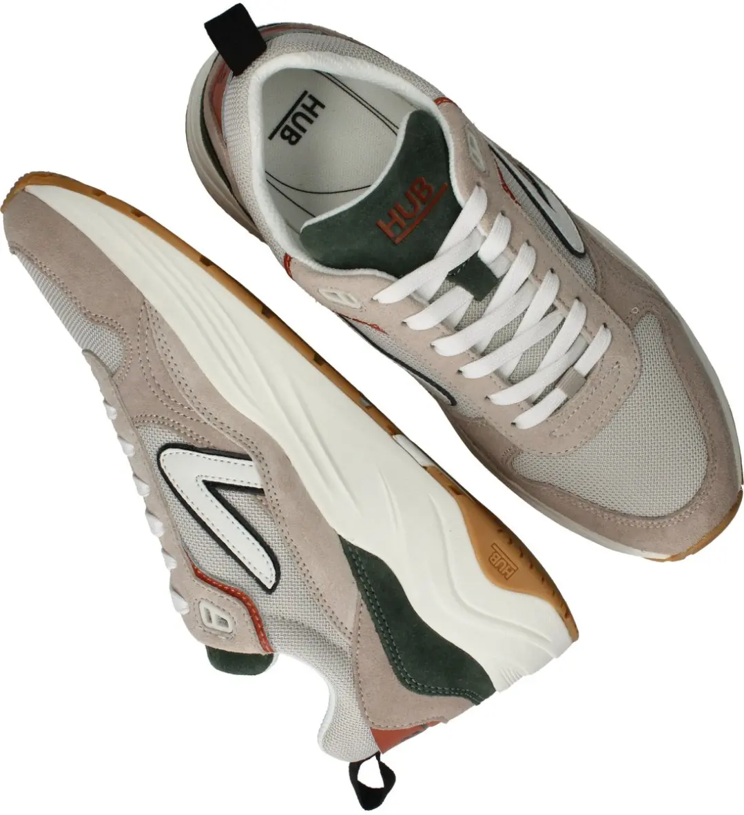 Hub Glide Lage Sneakers - Light Bone/Off White/Dark Rust - afbeelding 6 van 6