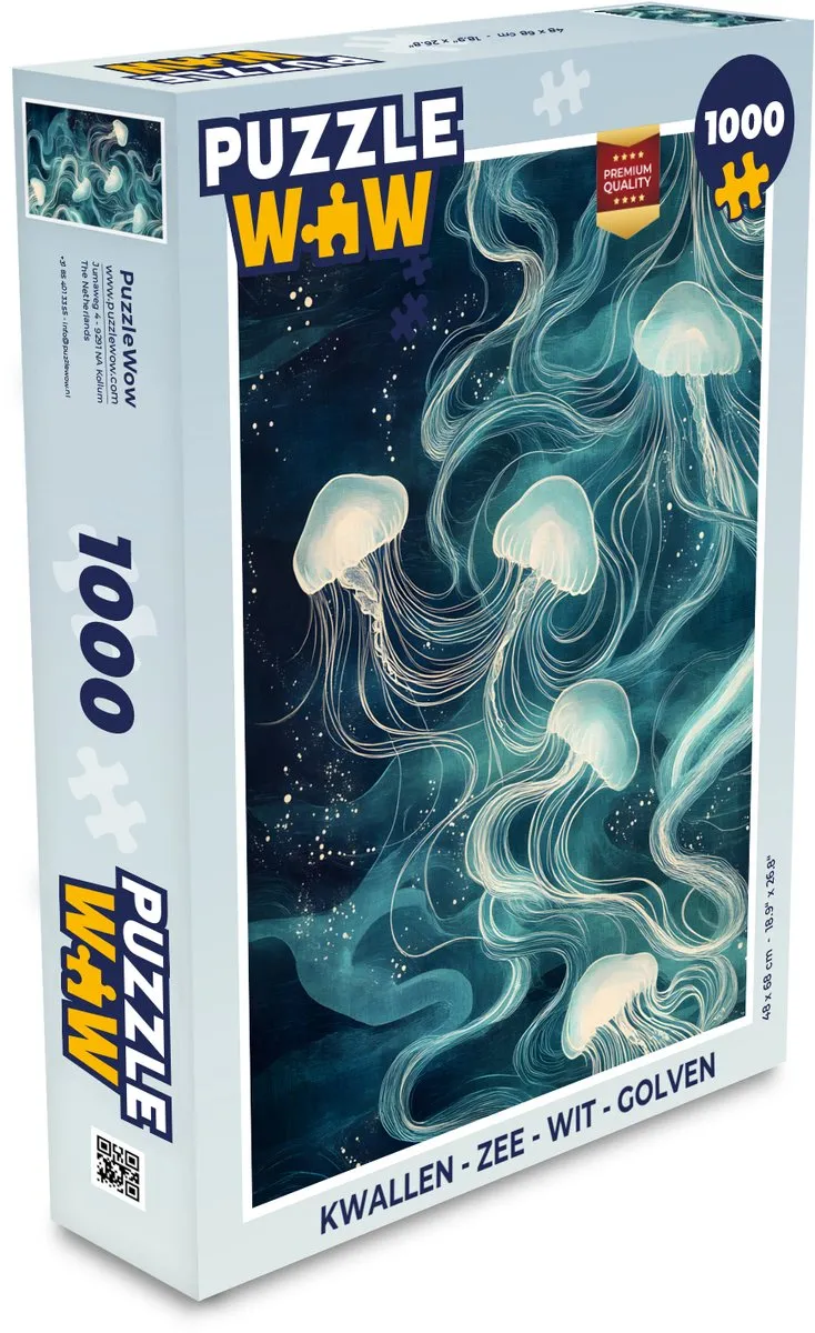 PuzzleWow Kwallen Legpuzzel 1000 Stuks - Wit
