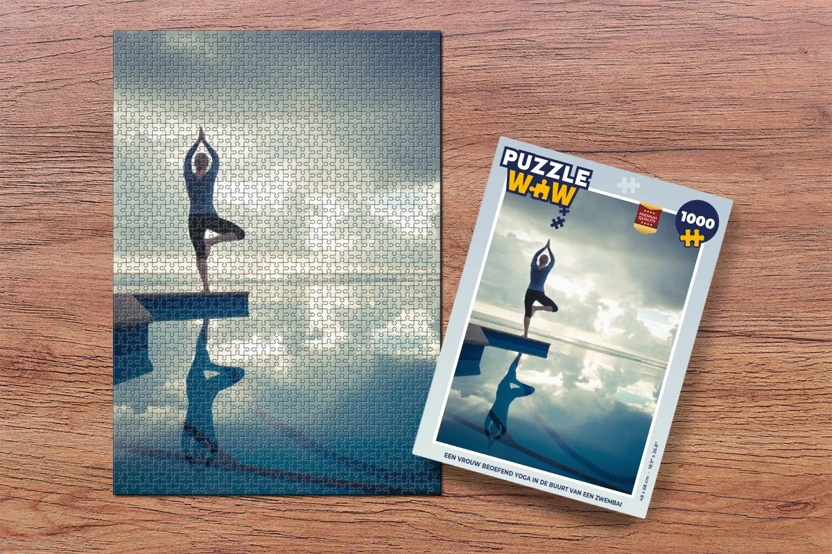 PuzzleWow Yoga bij Zwembad Legpuzzel 1000 Stuks - Multicolor