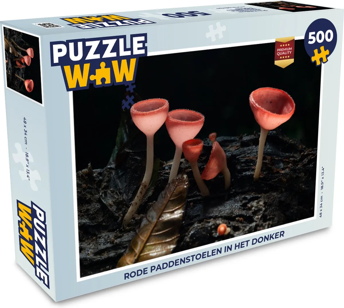 PuzzleWow Rode Paddenstoelen in het Donker Legpuzzel 500 Stuks