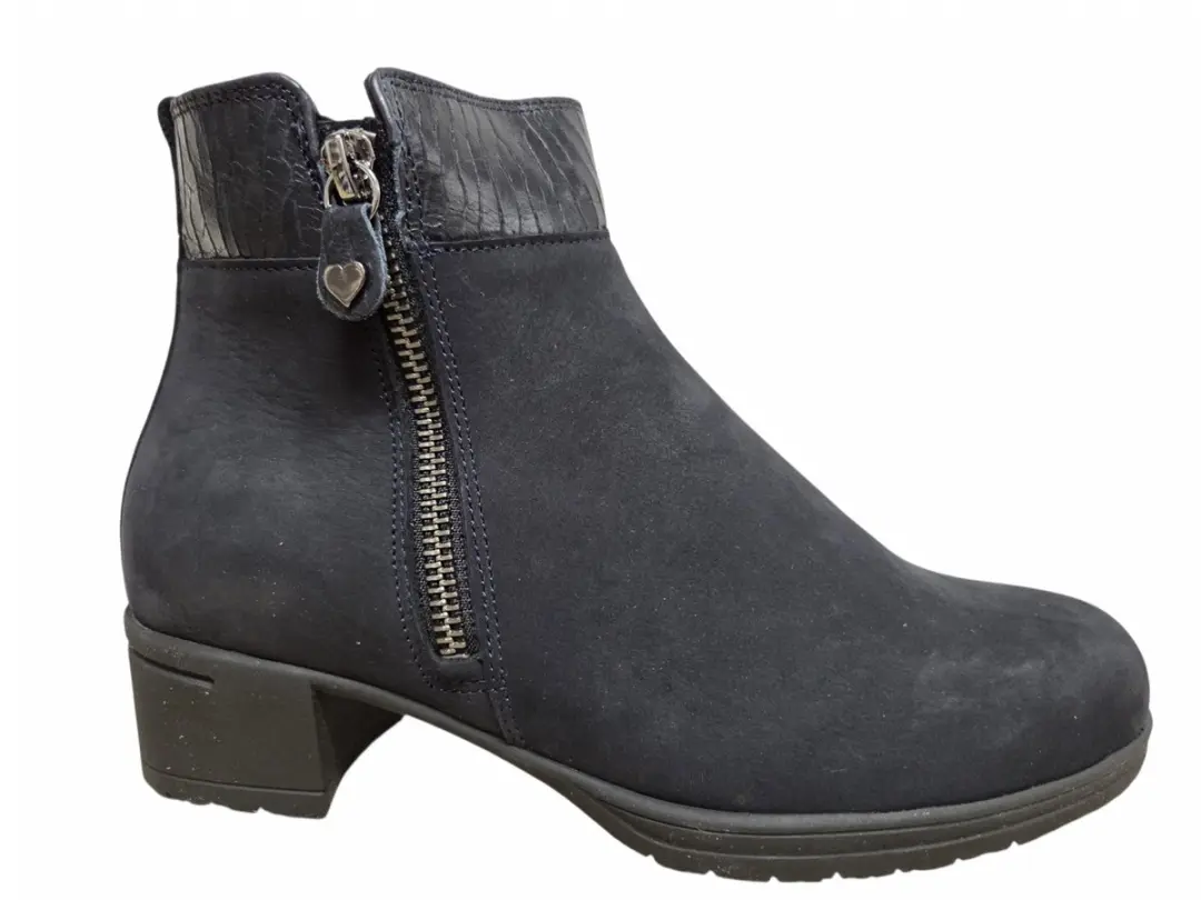 Hartjes 172.0247/24 47.47 Enkellaarzen Blauw Nubuck Dames Breedtemaat H