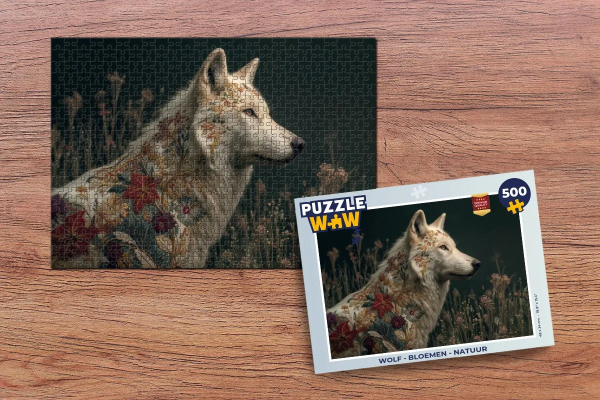 PuzzleWow Bloemen Legpuzzel 500 Stuks - Wolf