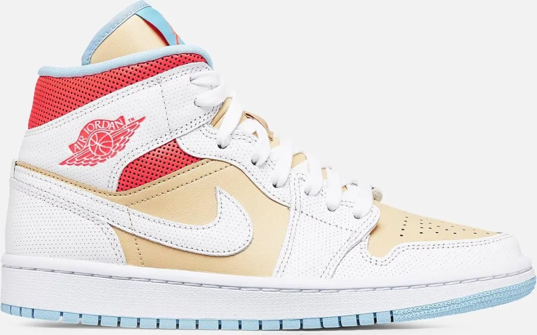 Nike Air Jordan 1 Mid SE, Sesame/White-Flash Crimson, CZ0774 200, EUR 38.5