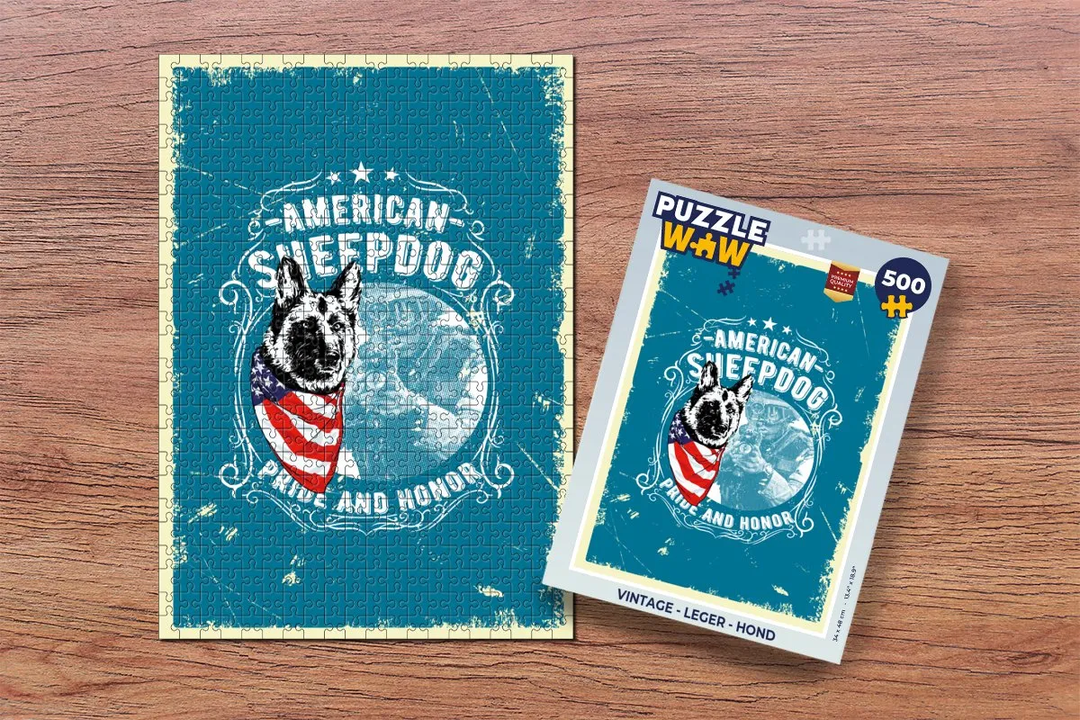 PuzzleWow Vintage Legpuzzel Hond 500 Stuks - Multicolor
