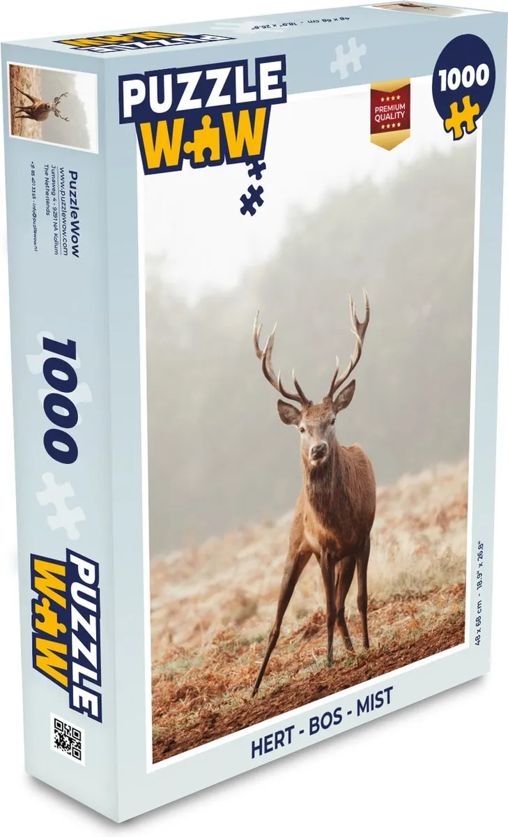 PuzzleWow Hert Bos Mist Legpuzzel 1000 Stuks