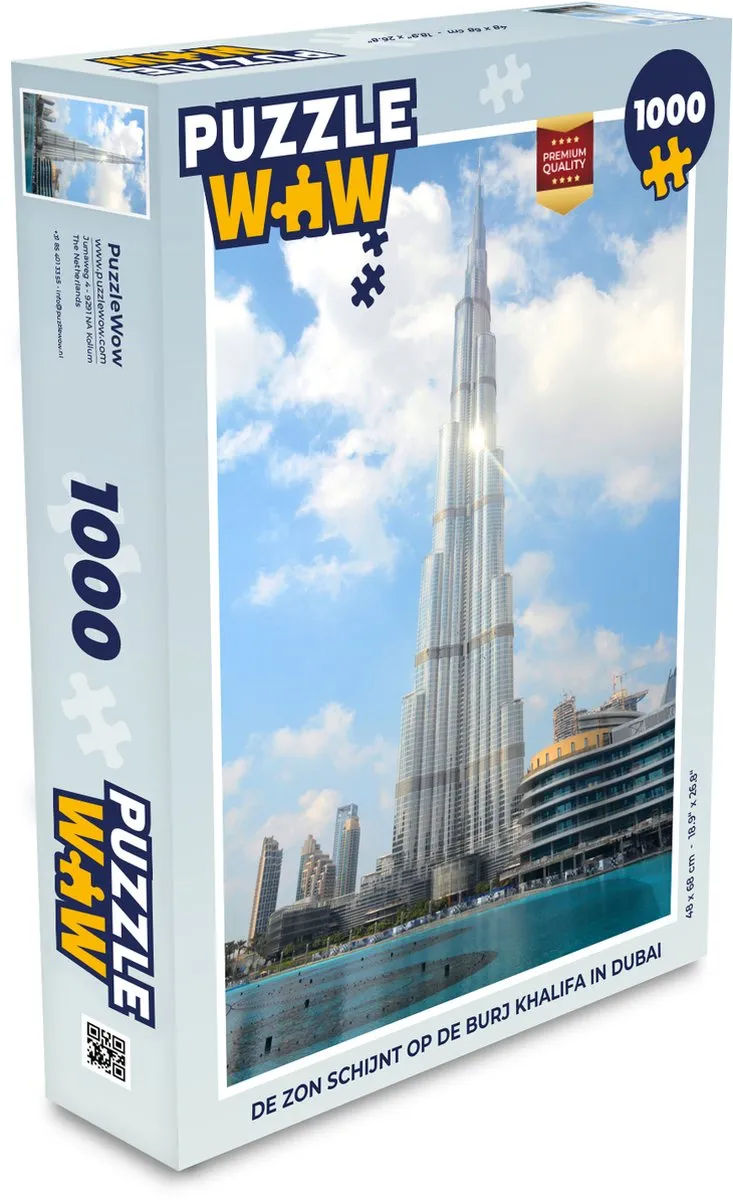 PuzzleWow Legpuzzel De zon schijnt op de Burj Khalifa 1000 Stuks