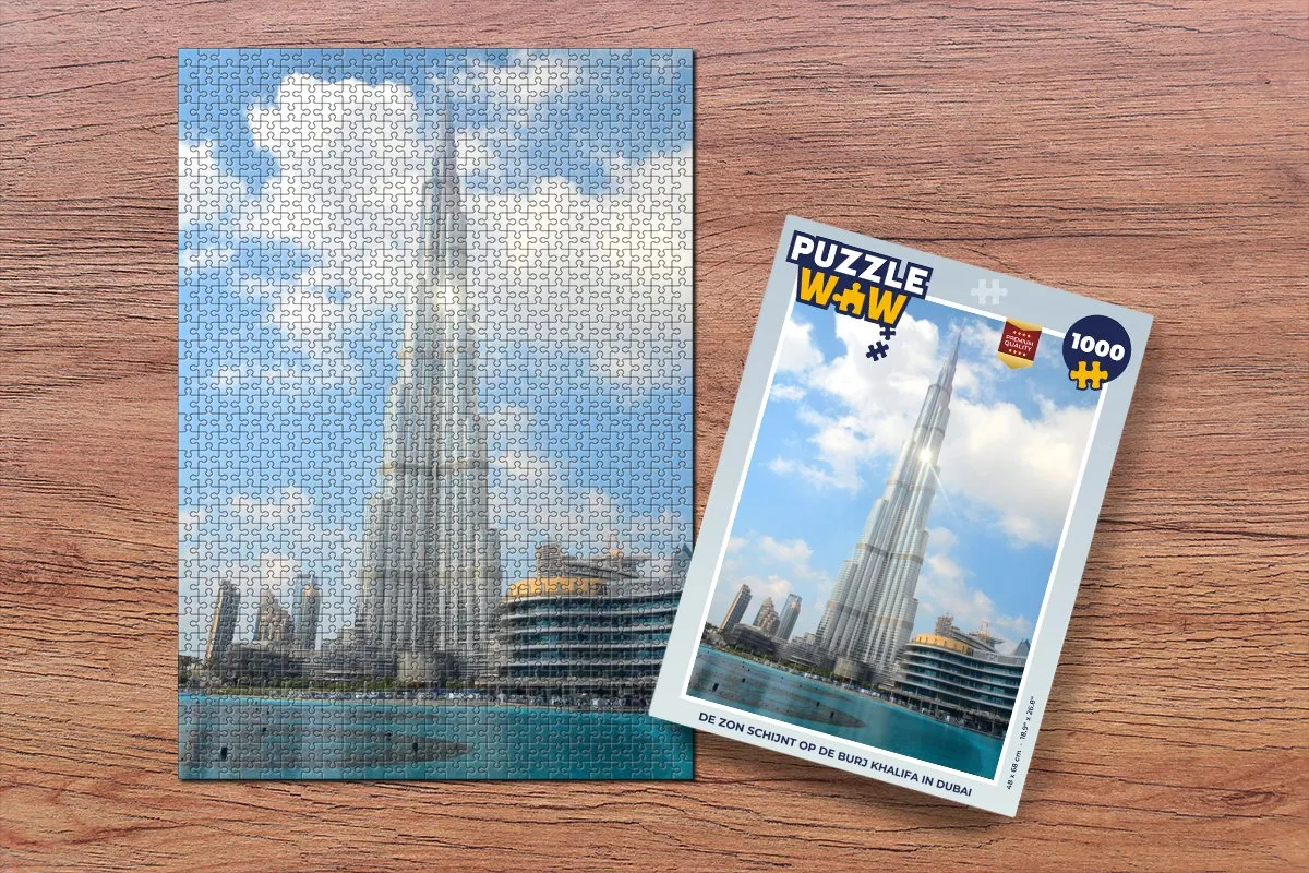 PuzzleWow Legpuzzel De zon schijnt op de Burj Khalifa 1000 Stuks - Multicolor