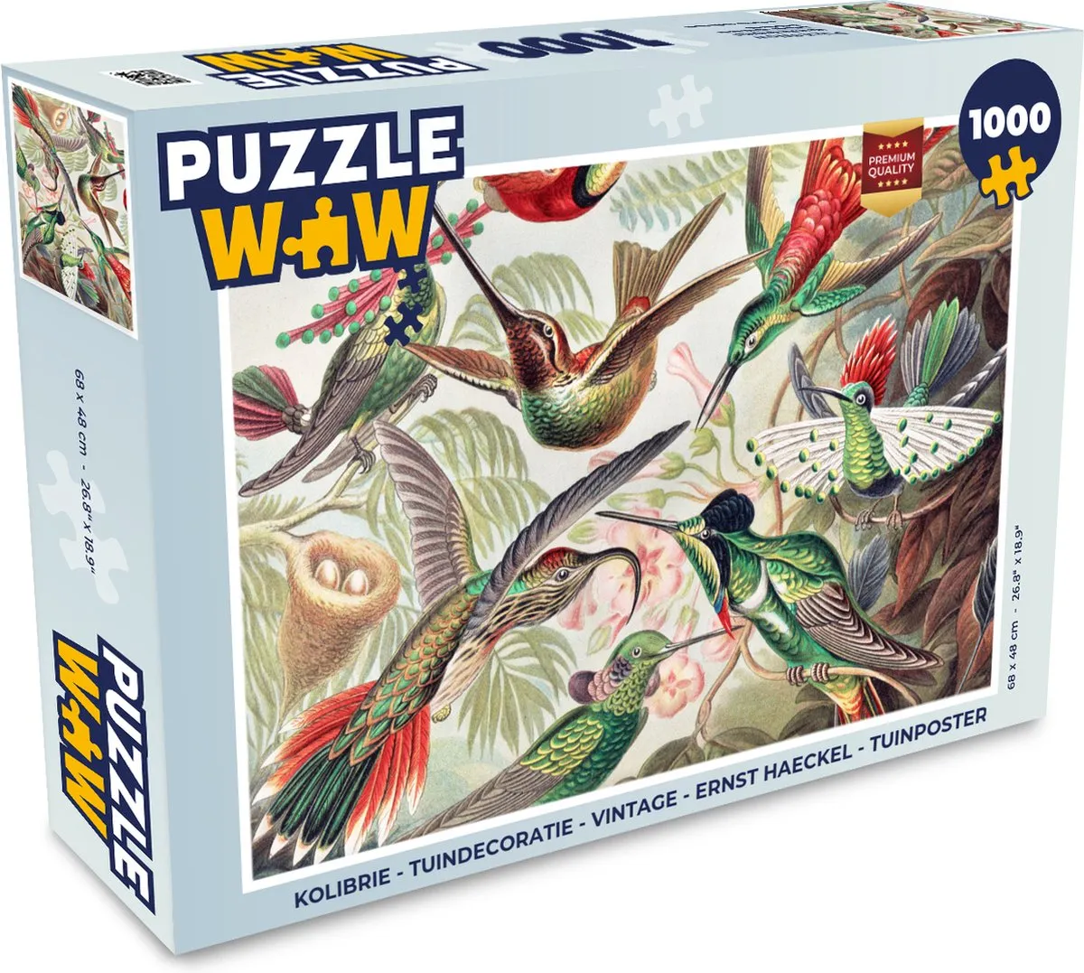 PuzzleWow Kolibrie Legpuzzel 1000 Stuks - Ernst Haeckel - Multicolor