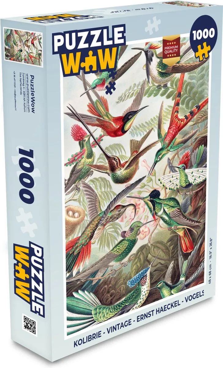 PuzzleWow Kolibrie Legpuzzel 1000 Stuks - Ernst Haeckel - Multicolor