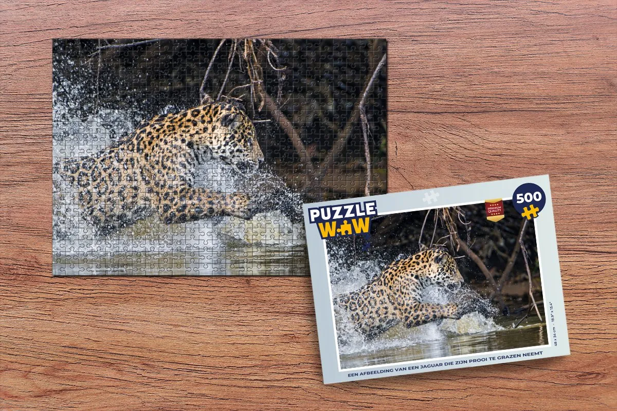 PuzzleWow Jaguar Jacht Prooi Legpuzzel 500 Stuks - Multicolor