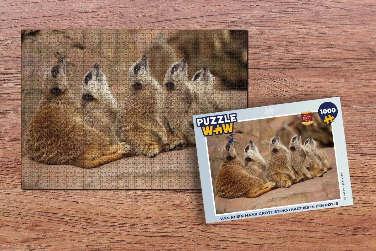PuzzleWow Stokstaartjes Rots Natuur Legpuzzel 1000 Stuks - Multicolor