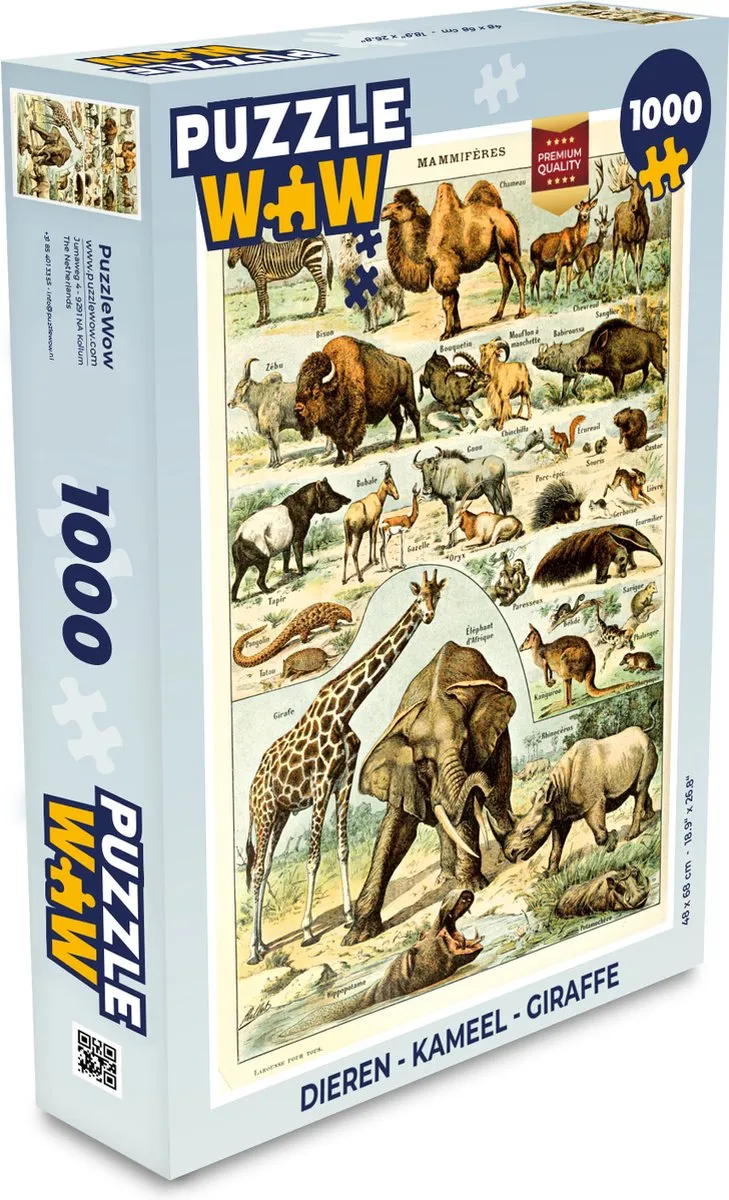 PuzzleWow Adolphe Millot Dieren Legpuzzel 1000 Stuks