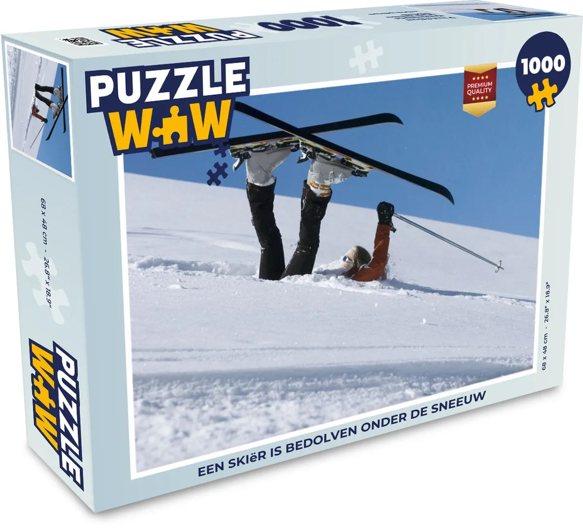 PuzzleWow Legpuzzel Een skiër is bedolven onder de sneeuw 1000 Stuks - Multicolor