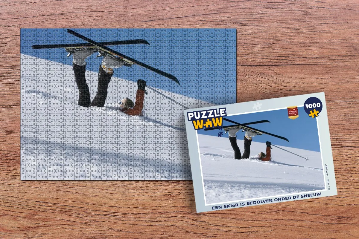 PuzzleWow Legpuzzel Een skiër is bedolven onder de sneeuw 1000 Stuks