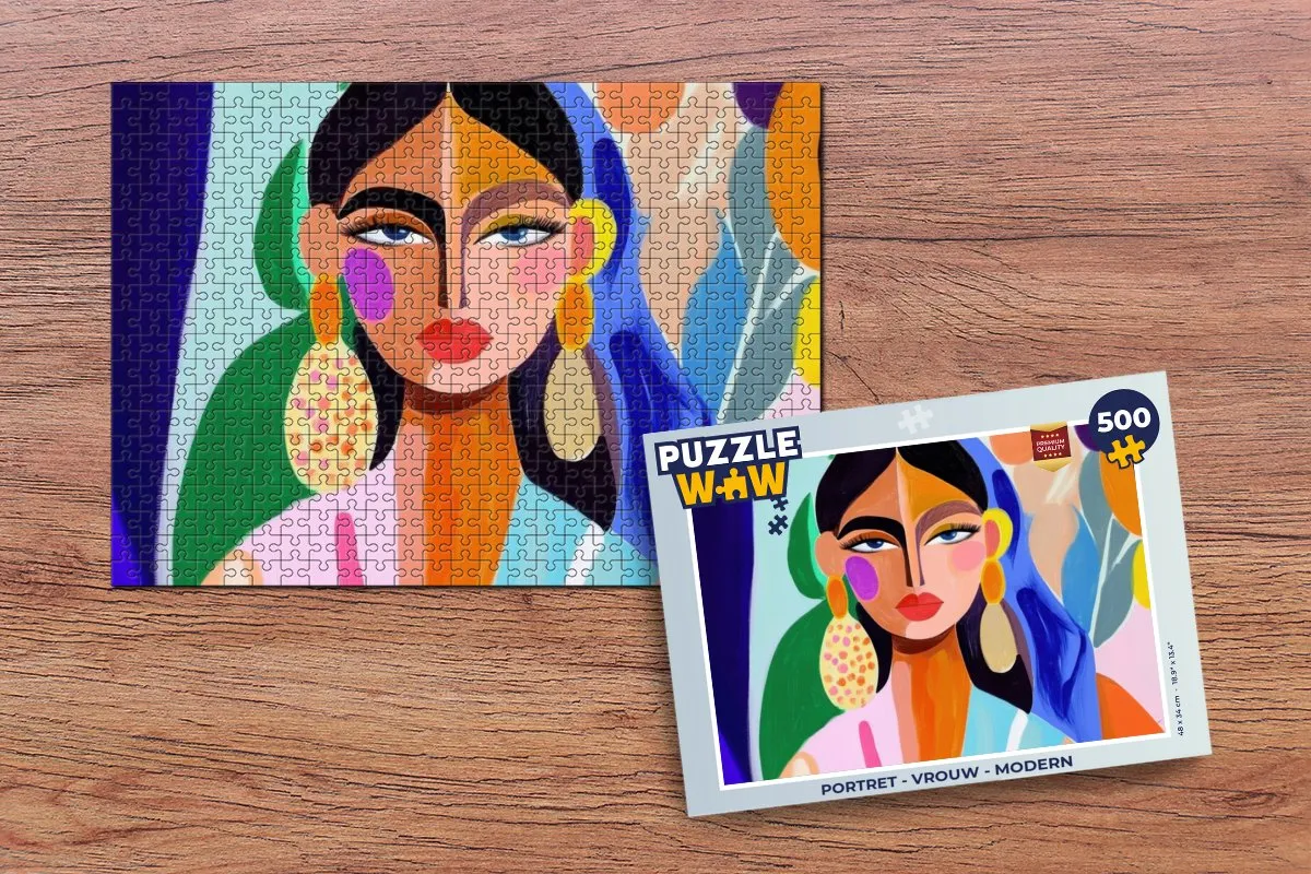 PuzzleWow Portret Legpuzzel 500 Stuks - Vrouw Modern