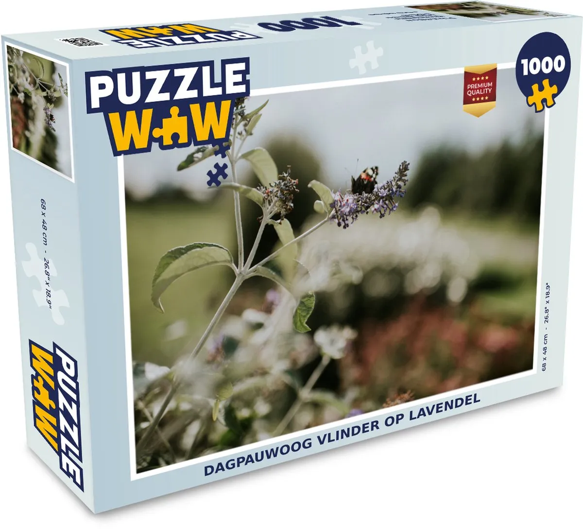 PuzzleWow Dagpauwoog Lavendel Legpuzzel 1000 Stuks