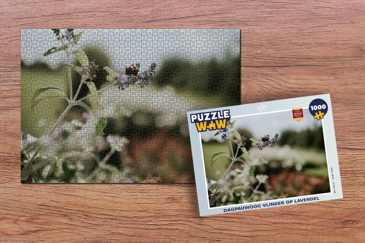 PuzzleWow Dagpauwoog Lavendel Legpuzzel 1000 Stuks