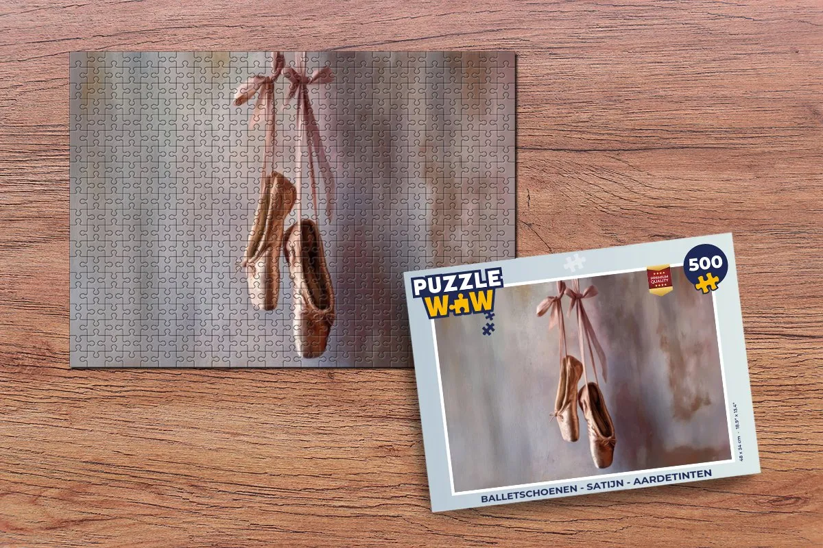 PuzzleWow Balletschoenen Puzzel 500 Stuks - Satijn - Aardetinten