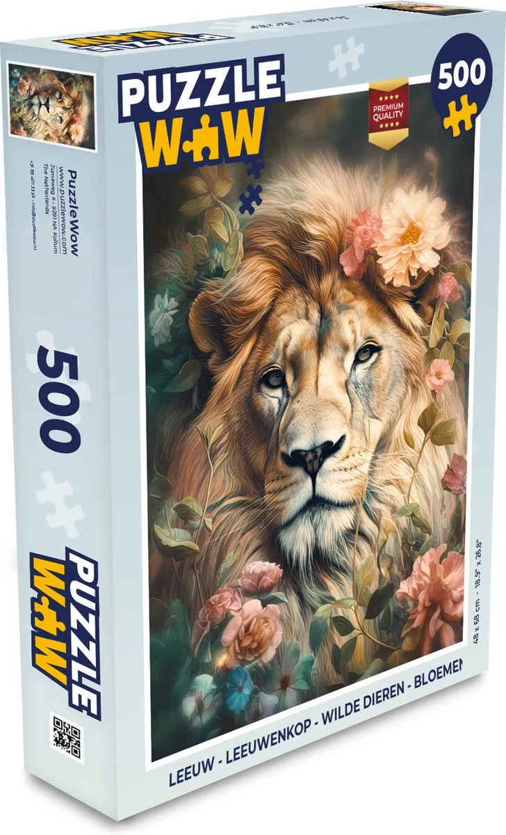 PuzzleWow Leeuwenkop Puzzel 500 Stuks - Multicolor